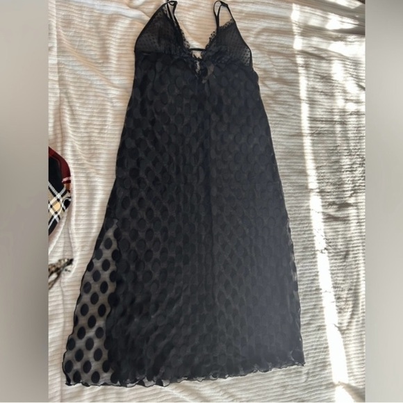 Smart & Sexy Sleepwear L black gown split side #1 plus EUC - Picture 1 of 4